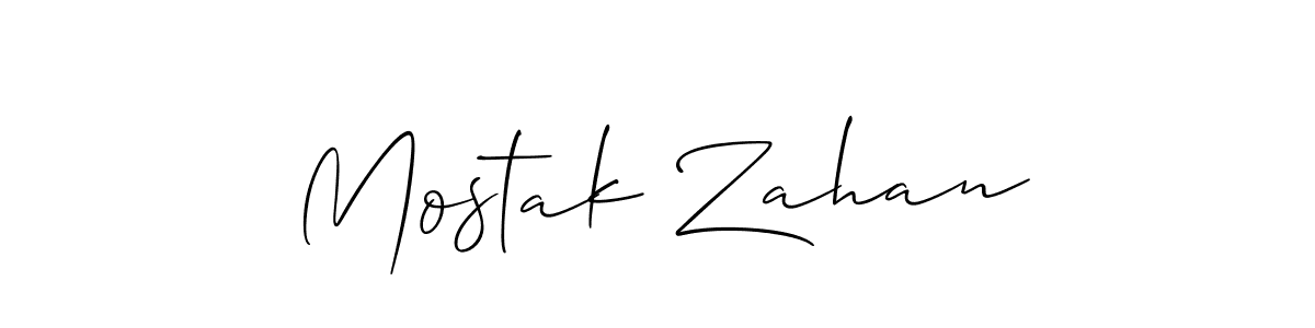 The best way (Allison_Script) to make a short signature is to pick only two or three words in your name. The name Mostak Zahan include a total of six letters. For converting this name. Mostak Zahan signature style 2 images and pictures png