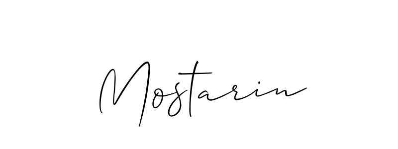 Use a signature maker to create a handwritten signature online. With this signature software, you can design (Allison_Script) your own signature for name Mostarin. Mostarin signature style 2 images and pictures png