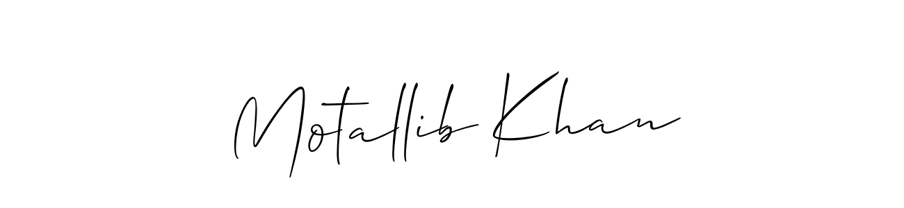 You should practise on your own different ways (Allison_Script) to write your name (Motallib Khan) in signature. don't let someone else do it for you. Motallib Khan signature style 2 images and pictures png