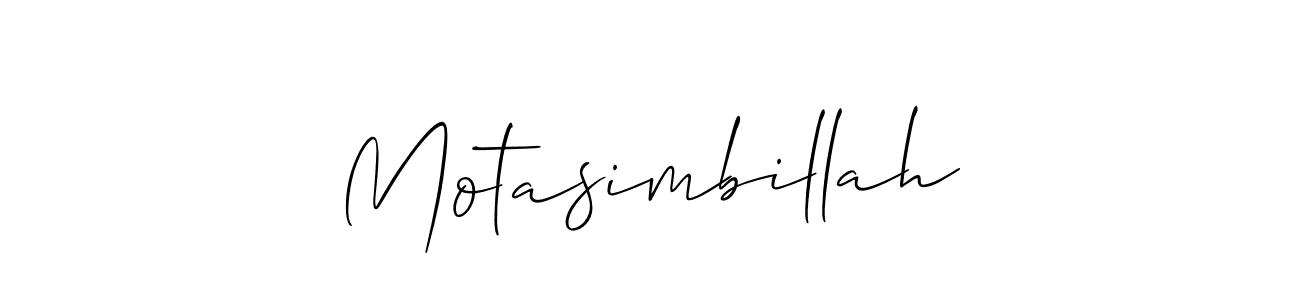 Use a signature maker to create a handwritten signature online. With this signature software, you can design (Allison_Script) your own signature for name Motasimbillah. Motasimbillah signature style 2 images and pictures png