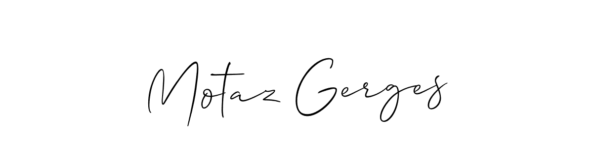 Also You can easily find your signature by using the search form. We will create Motaz Gerges name handwritten signature images for you free of cost using Allison_Script sign style. Motaz Gerges signature style 2 images and pictures png