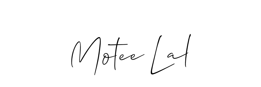 The best way (Allison_Script) to make a short signature is to pick only two or three words in your name. The name Motee Lal include a total of six letters. For converting this name. Motee Lal signature style 2 images and pictures png