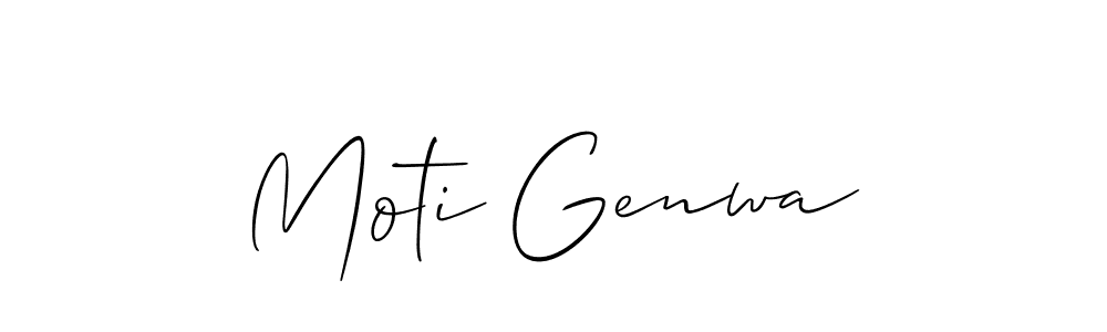 Create a beautiful signature design for name Moti Genwa. With this signature (Allison_Script) fonts, you can make a handwritten signature for free. Moti Genwa signature style 2 images and pictures png