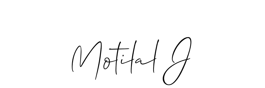 Design your own signature with our free online signature maker. With this signature software, you can create a handwritten (Allison_Script) signature for name Motilal J. Motilal J signature style 2 images and pictures png