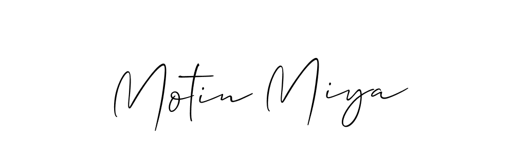 The best way (Allison_Script) to make a short signature is to pick only two or three words in your name. The name Motin Miya include a total of six letters. For converting this name. Motin Miya signature style 2 images and pictures png