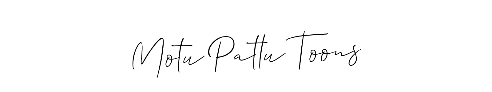 Allison_Script is a professional signature style that is perfect for those who want to add a touch of class to their signature. It is also a great choice for those who want to make their signature more unique. Get Motu Patlu Toons name to fancy signature for free. Motu Patlu Toons signature style 2 images and pictures png