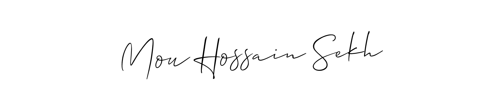 Make a beautiful signature design for name Mou Hossain Sekh. With this signature (Allison_Script) style, you can create a handwritten signature for free. Mou Hossain Sekh signature style 2 images and pictures png