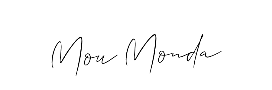 Make a beautiful signature design for name Mou Monda. With this signature (Allison_Script) style, you can create a handwritten signature for free. Mou Monda signature style 2 images and pictures png