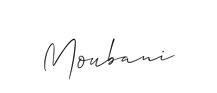 The best way (Allison_Script) to make a short signature is to pick only two or three words in your name. The name Moubani include a total of six letters. For converting this name. Moubani signature style 2 images and pictures png