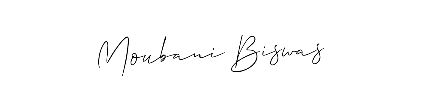 Make a beautiful signature design for name Moubani Biswas. With this signature (Allison_Script) style, you can create a handwritten signature for free. Moubani Biswas signature style 2 images and pictures png