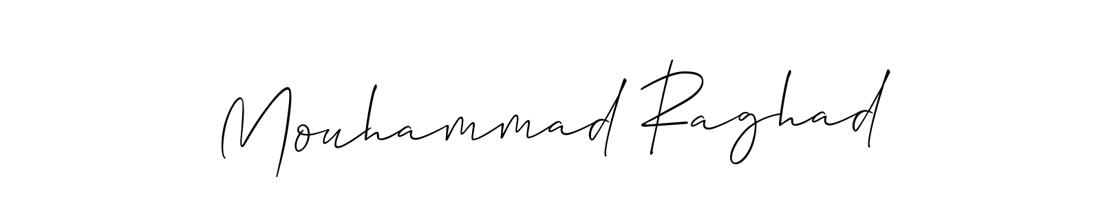 The best way (Allison_Script) to make a short signature is to pick only two or three words in your name. The name Mouhammad Raghad include a total of six letters. For converting this name. Mouhammad Raghad signature style 2 images and pictures png