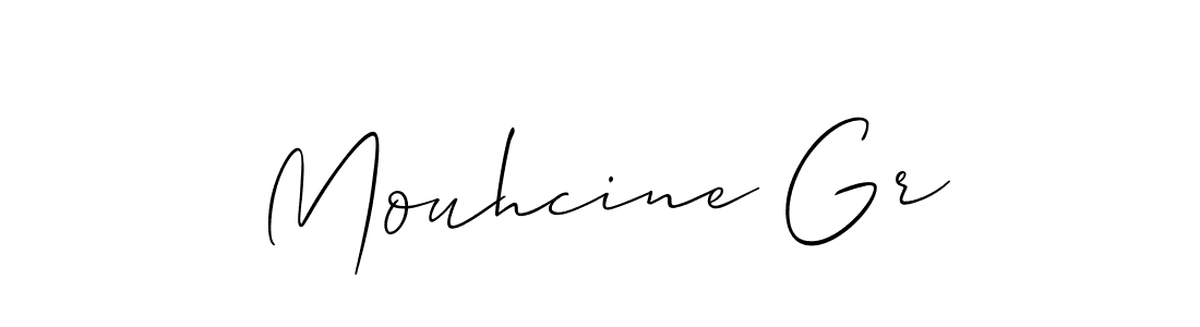 if you are searching for the best signature style for your name Mouhcine Gr. so please give up your signature search. here we have designed multiple signature styles  using Allison_Script. Mouhcine Gr signature style 2 images and pictures png