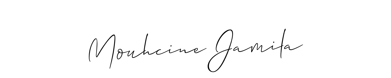 You should practise on your own different ways (Allison_Script) to write your name (Mouhcine Jamila) in signature. don't let someone else do it for you. Mouhcine Jamila signature style 2 images and pictures png