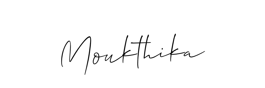 Use a signature maker to create a handwritten signature online. With this signature software, you can design (Allison_Script) your own signature for name Moukthika. Moukthika signature style 2 images and pictures png