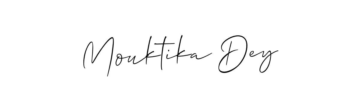 Use a signature maker to create a handwritten signature online. With this signature software, you can design (Allison_Script) your own signature for name Mouktika Dey. Mouktika Dey signature style 2 images and pictures png