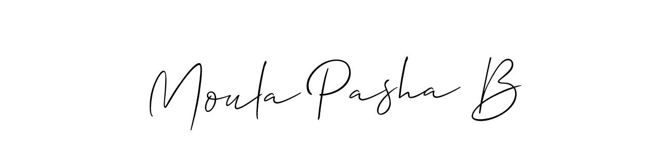 Allison_Script is a professional signature style that is perfect for those who want to add a touch of class to their signature. It is also a great choice for those who want to make their signature more unique. Get Moula Pasha B name to fancy signature for free. Moula Pasha B signature style 2 images and pictures png