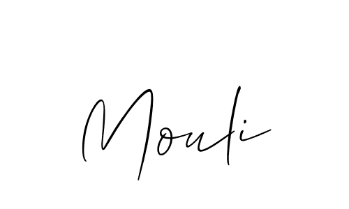 Design your own signature with our free online signature maker. With this signature software, you can create a handwritten (Allison_Script) signature for name Mouli. Mouli signature style 2 images and pictures png