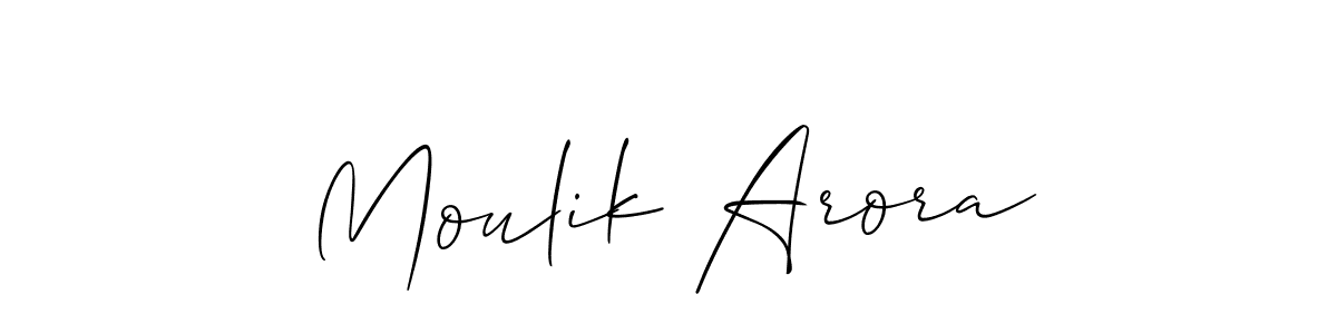 Design your own signature with our free online signature maker. With this signature software, you can create a handwritten (Allison_Script) signature for name Moulik Arora. Moulik Arora signature style 2 images and pictures png