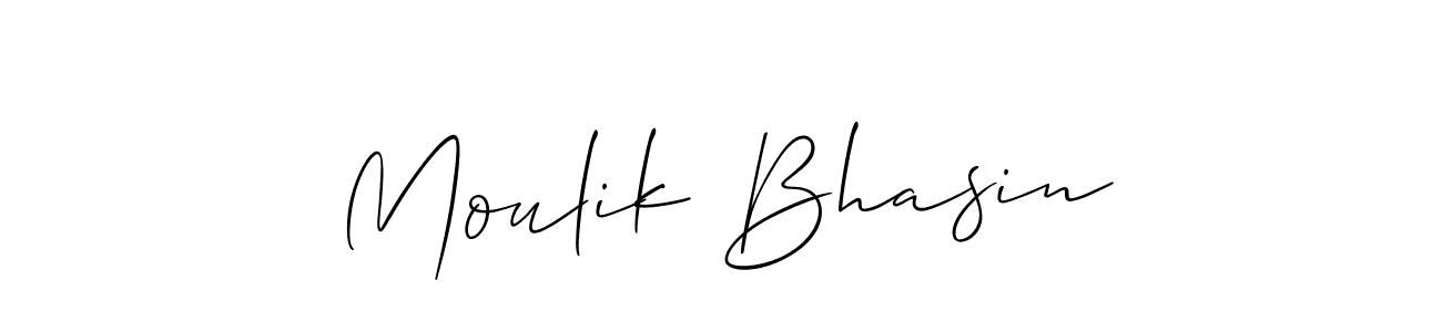 Allison_Script is a professional signature style that is perfect for those who want to add a touch of class to their signature. It is also a great choice for those who want to make their signature more unique. Get Moulik Bhasin name to fancy signature for free. Moulik Bhasin signature style 2 images and pictures png