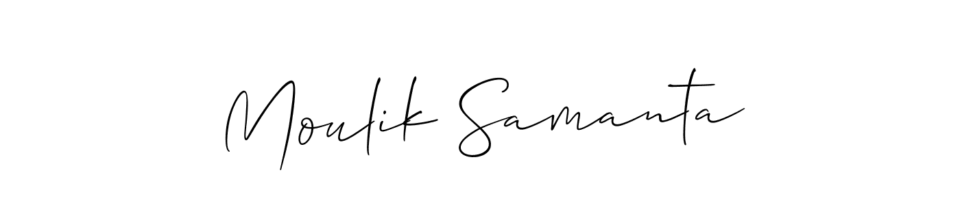 if you are searching for the best signature style for your name Moulik Samanta. so please give up your signature search. here we have designed multiple signature styles  using Allison_Script. Moulik Samanta signature style 2 images and pictures png