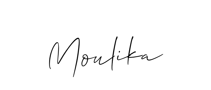 Create a beautiful signature design for name Moulika. With this signature (Allison_Script) fonts, you can make a handwritten signature for free. Moulika signature style 2 images and pictures png