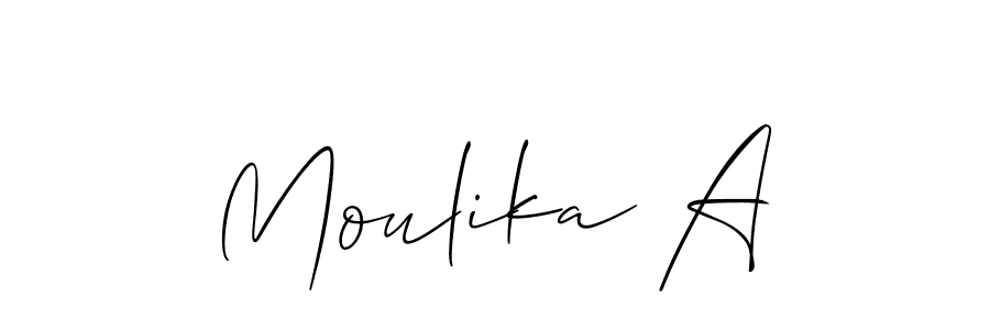 You should practise on your own different ways (Allison_Script) to write your name (Moulika A) in signature. don't let someone else do it for you. Moulika A signature style 2 images and pictures png