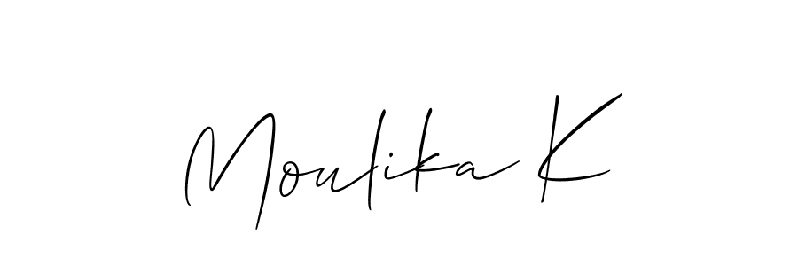 Make a short Moulika K signature style. Manage your documents anywhere anytime using Allison_Script. Create and add eSignatures, submit forms, share and send files easily. Moulika K signature style 2 images and pictures png