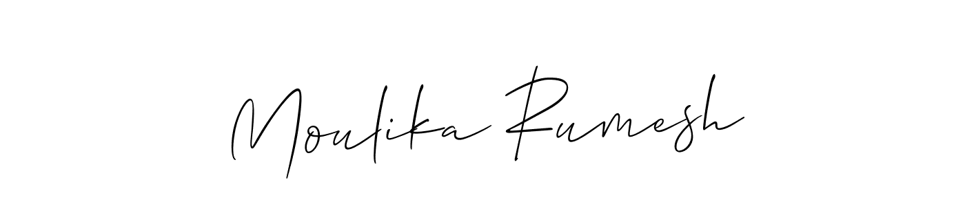 Also You can easily find your signature by using the search form. We will create Moulika Rumesh name handwritten signature images for you free of cost using Allison_Script sign style. Moulika Rumesh signature style 2 images and pictures png