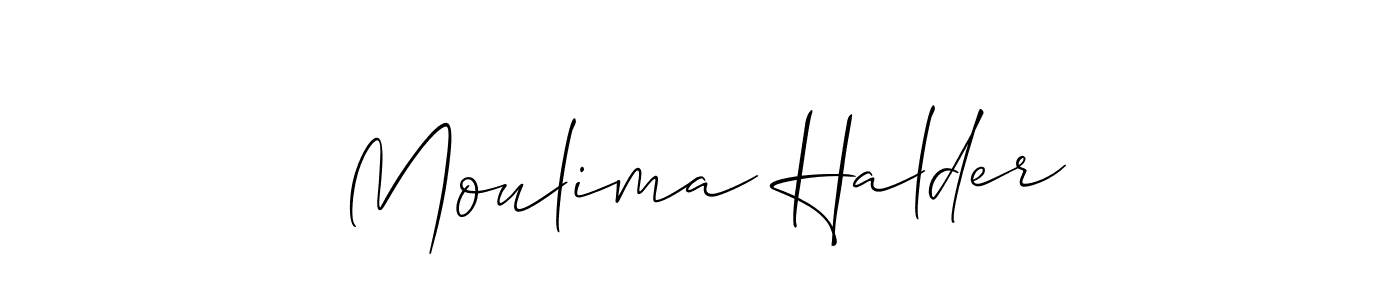 How to make Moulima Halder name signature. Use Allison_Script style for creating short signs online. This is the latest handwritten sign. Moulima Halder signature style 2 images and pictures png