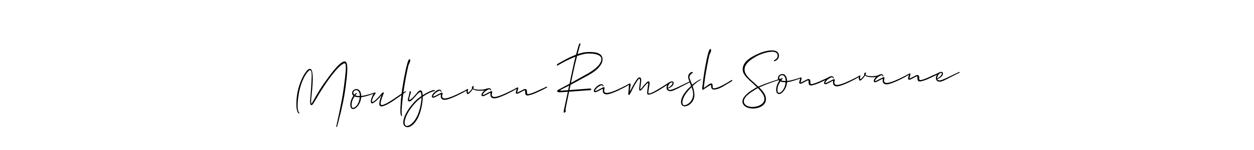 You should practise on your own different ways (Allison_Script) to write your name (Moulyavan Ramesh Sonavane) in signature. don't let someone else do it for you. Moulyavan Ramesh Sonavane signature style 2 images and pictures png