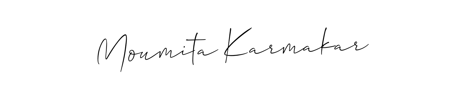 Make a beautiful signature design for name Moumita Karmakar. With this signature (Allison_Script) style, you can create a handwritten signature for free. Moumita Karmakar signature style 2 images and pictures png