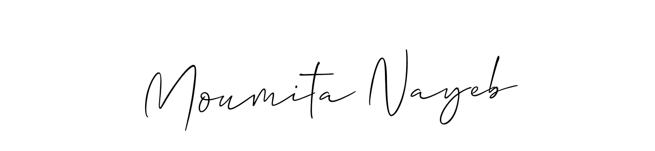 Make a short Moumita Nayeb signature style. Manage your documents anywhere anytime using Allison_Script. Create and add eSignatures, submit forms, share and send files easily. Moumita Nayeb signature style 2 images and pictures png