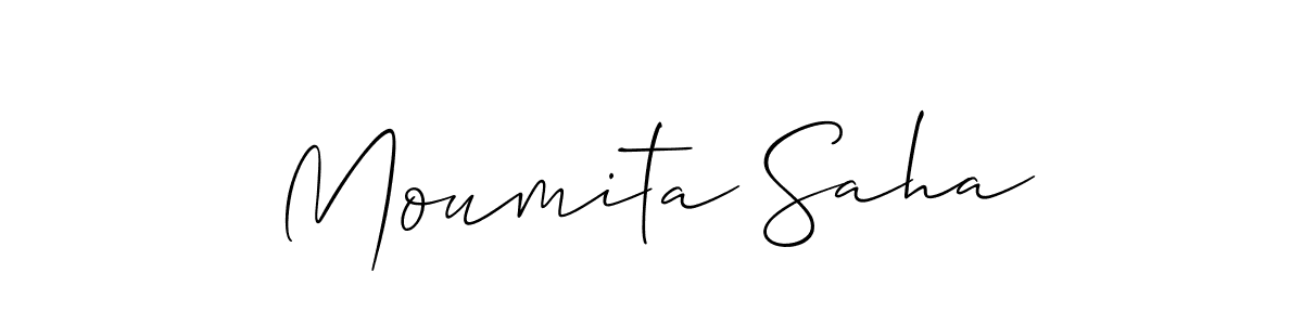 Also You can easily find your signature by using the search form. We will create Moumita Saha name handwritten signature images for you free of cost using Allison_Script sign style. Moumita Saha signature style 2 images and pictures png