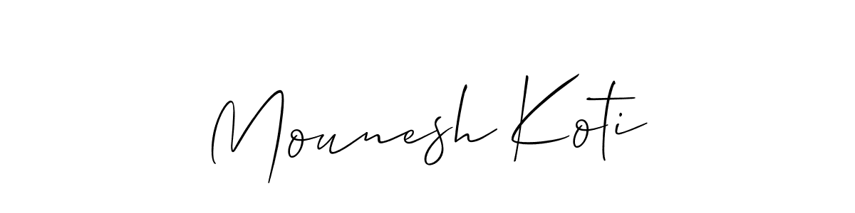 How to Draw Mounesh Koti signature style? Allison_Script is a latest design signature styles for name Mounesh Koti. Mounesh Koti signature style 2 images and pictures png