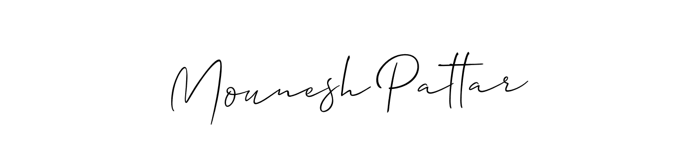 You should practise on your own different ways (Allison_Script) to write your name (Mounesh Pattar) in signature. don't let someone else do it for you. Mounesh Pattar signature style 2 images and pictures png