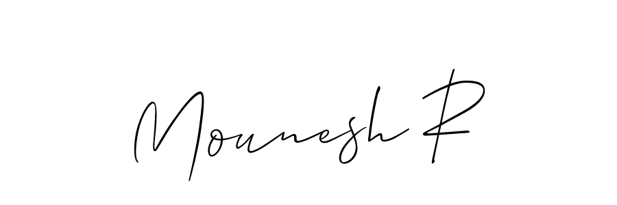 Also You can easily find your signature by using the search form. We will create Mounesh R name handwritten signature images for you free of cost using Allison_Script sign style. Mounesh R signature style 2 images and pictures png