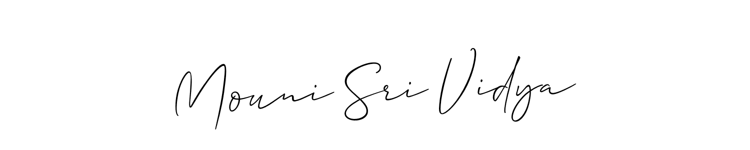How to make Mouni Sri Vidya signature? Allison_Script is a professional autograph style. Create handwritten signature for Mouni Sri Vidya name. Mouni Sri Vidya signature style 2 images and pictures png
