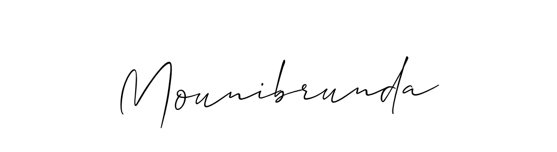 Design your own signature with our free online signature maker. With this signature software, you can create a handwritten (Allison_Script) signature for name Mounibrunda. Mounibrunda signature style 2 images and pictures png