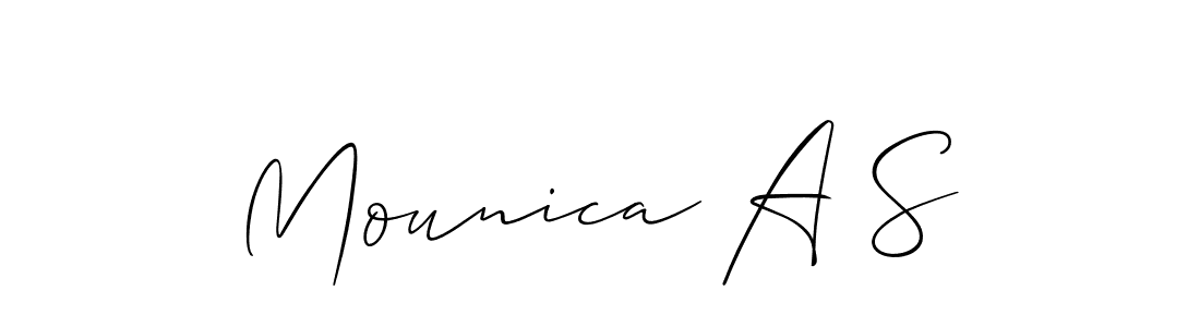 This is the best signature style for the Mounica A S name. Also you like these signature font (Allison_Script). Mix name signature. Mounica A S signature style 2 images and pictures png