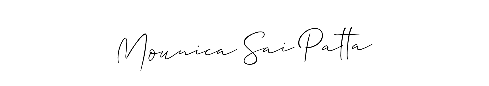 It looks lik you need a new signature style for name Mounica Sai Patta. Design unique handwritten (Allison_Script) signature with our free signature maker in just a few clicks. Mounica Sai Patta signature style 2 images and pictures png