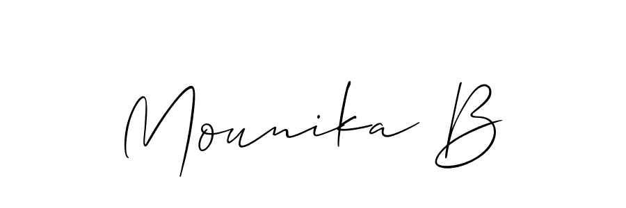 Once you've used our free online signature maker to create your best signature Allison_Script style, it's time to enjoy all of the benefits that Mounika B name signing documents. Mounika B signature style 2 images and pictures png