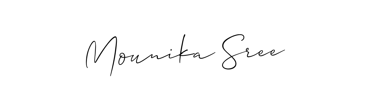 Also You can easily find your signature by using the search form. We will create Mounika Sree name handwritten signature images for you free of cost using Allison_Script sign style. Mounika Sree signature style 2 images and pictures png
