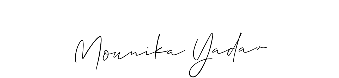 Mounika Yadav stylish signature style. Best Handwritten Sign (Allison_Script) for my name. Handwritten Signature Collection Ideas for my name Mounika Yadav. Mounika Yadav signature style 2 images and pictures png