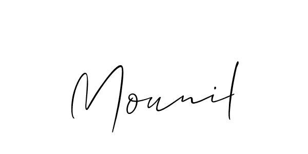 The best way (Allison_Script) to make a short signature is to pick only two or three words in your name. The name Mounil include a total of six letters. For converting this name. Mounil signature style 2 images and pictures png