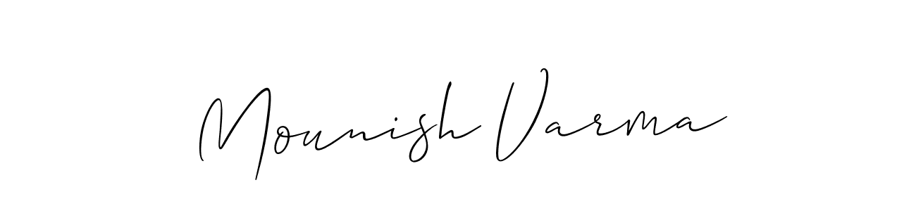Use a signature maker to create a handwritten signature online. With this signature software, you can design (Allison_Script) your own signature for name Mounish Varma. Mounish Varma signature style 2 images and pictures png
