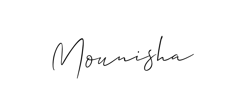You should practise on your own different ways (Allison_Script) to write your name (Mounisha) in signature. don't let someone else do it for you. Mounisha signature style 2 images and pictures png
