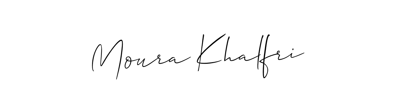 How to make Moura Khalfri name signature. Use Allison_Script style for creating short signs online. This is the latest handwritten sign. Moura Khalfri signature style 2 images and pictures png