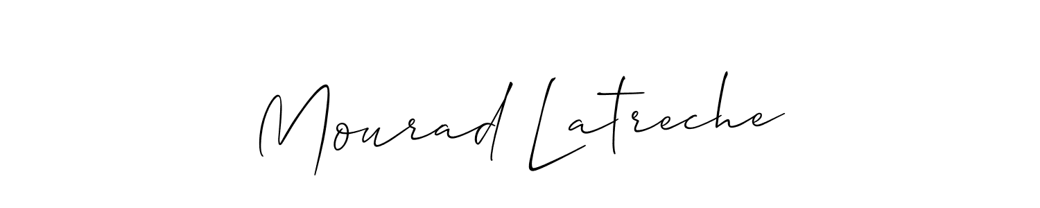 Make a short Mourad Latreche signature style. Manage your documents anywhere anytime using Allison_Script. Create and add eSignatures, submit forms, share and send files easily. Mourad Latreche signature style 2 images and pictures png