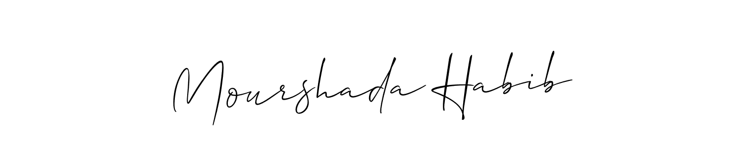 It looks lik you need a new signature style for name Mourshada Habib. Design unique handwritten (Allison_Script) signature with our free signature maker in just a few clicks. Mourshada Habib signature style 2 images and pictures png