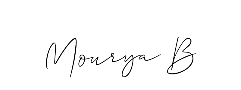 Design your own signature with our free online signature maker. With this signature software, you can create a handwritten (Allison_Script) signature for name Mourya B. Mourya B signature style 2 images and pictures png